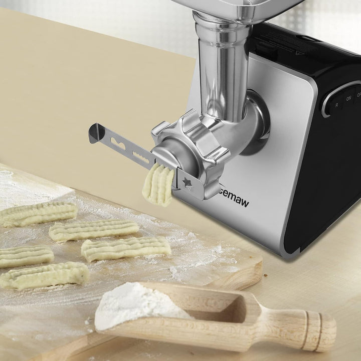 Fleischwolf Elektrisch,2000W Multi Küchenmaschine Wurstmaschine mit 3 Lochscheiben, 4 Kegel-Klingen,