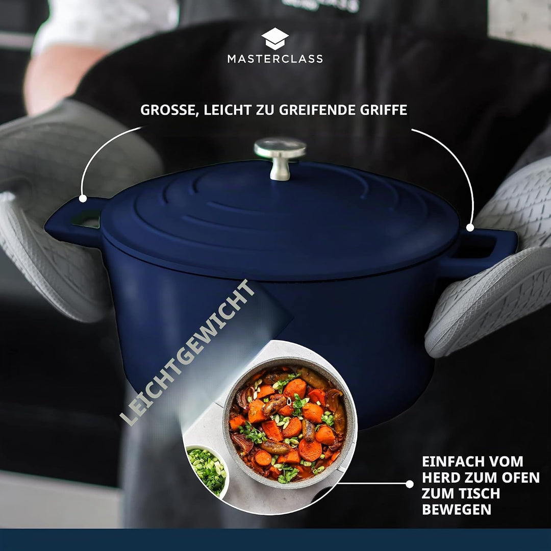 MASTERCLASS MCMCRD28BLU Leichte Auflaufform mit Deckel, Aluminium, blaumetallic 5 Litre/28 cm Einzel