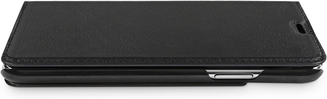 WIIUKA Echt Ledertasche - TRAVEL Nature - für Apple iPhone X und XS -DEUTSCHES Leder- Schwarz, kabel