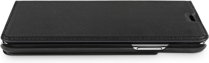 WIIUKA Echt Ledertasche - TRAVEL Nature - für Apple iPhone X und XS -DEUTSCHES Leder- Schwarz, kabel