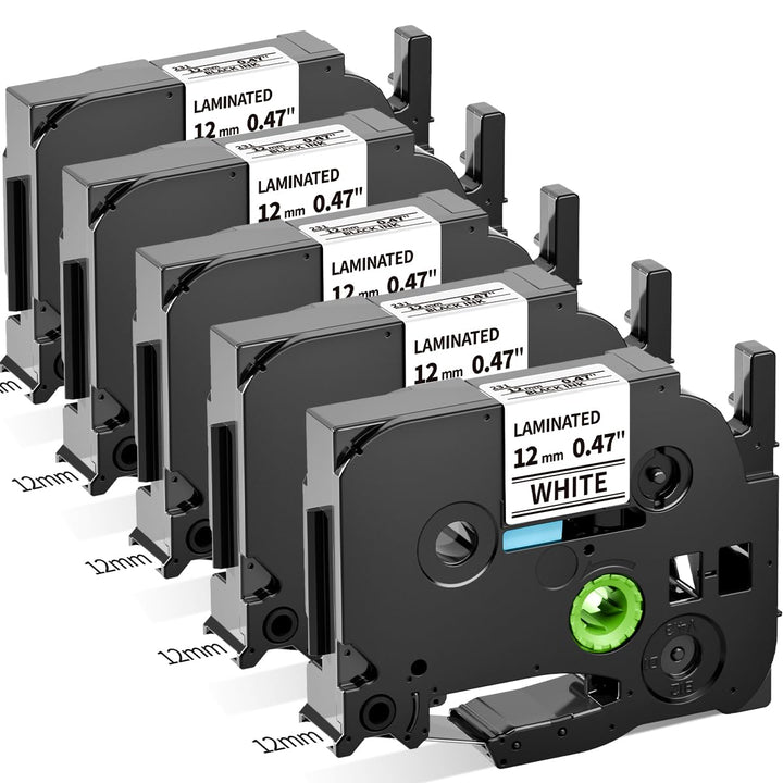 Oozmas TZ Tape 12mm 0.47 White kompatible mit Brother Ptouch Schriftband TZe-231 AZe-231, Laminated