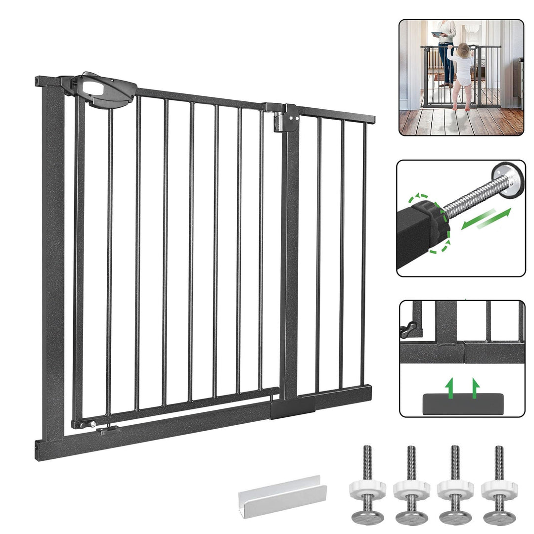 LZQ Treppenschutzgitter, Doppelschloss extra sicheres Metall-Türschutzgitter zum Klemmen, Schwarz, 9