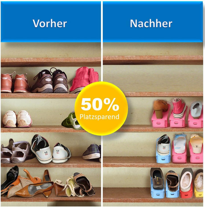 16 x Verstellbarer Profi Schuhstapler Schuhorganizer Schuhhalter – Magic Shoe Rack Organizer - Spars