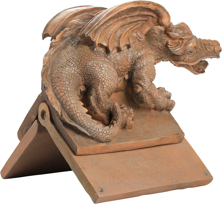 Design Toscano Apex, der geflügelte Drache, Skulpturaler Dachsitzer Garten, Garten