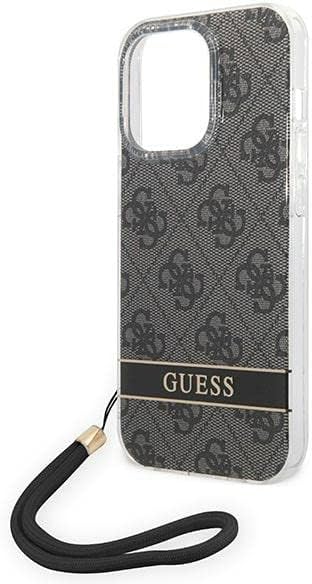 GUESS GUOHCP14XH4STK Hülle für iPhone 14 Pro Max 6,7" schwarz/Black hardcase 4G Print Strap