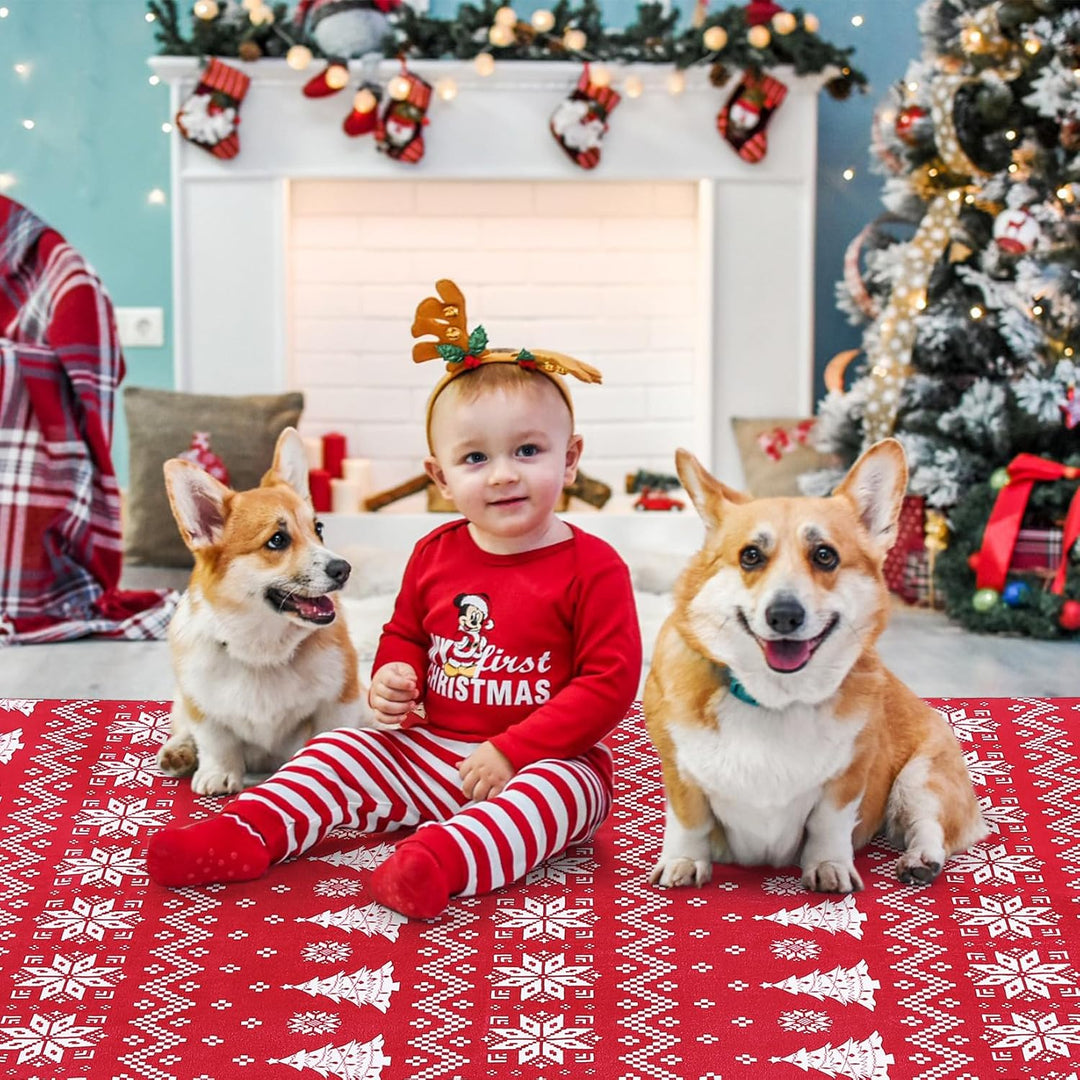 CAROMIO Maschinenwaschbarer runder Weihnachtsteppich für Schlafzimmer, Innenbereich, Überwurf, Weihn