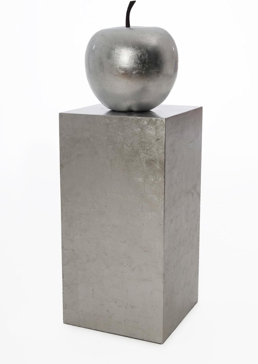 VIVANNO Podest Deko-Säule Stele Blumenständer Fiberglas Silber Hochglanz 30x30x60 30x30x60 cm Silber