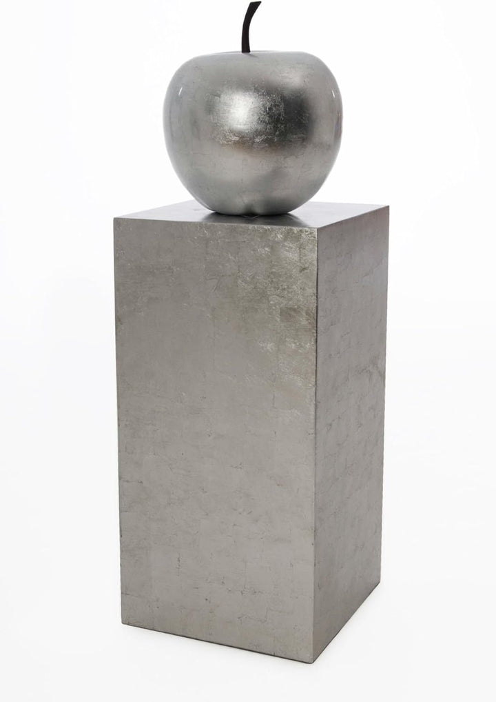 VIVANNO Podest Deko-Säule Stele Blumenständer Fiberglas Silber Hochglanz 30x30x60 30x30x60 cm Silber