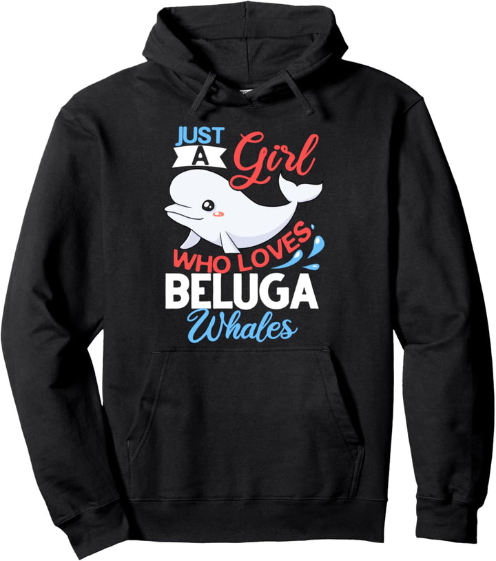 Beluga Whale Baby Animal Pullover Hoodie