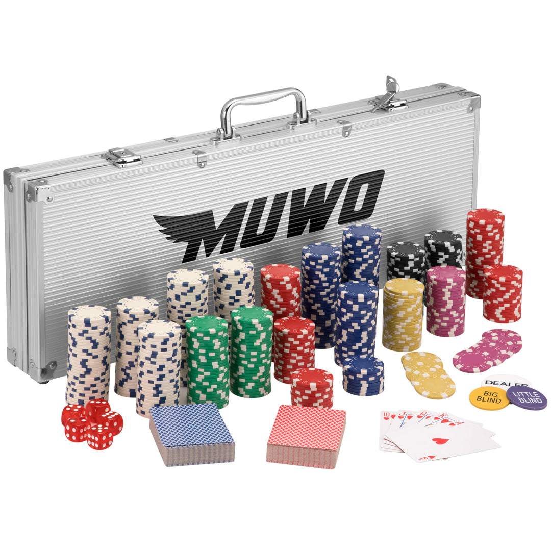MUWO "All In Pokerkoffer-Set mit 300 Chips oder mit 500 Chips Casino Komplettset im praktischem Aluk