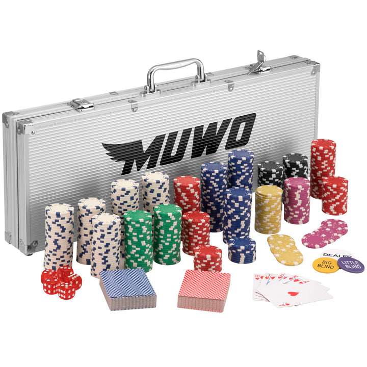 MUWO "All In Pokerkoffer-Set mit 300 Chips oder mit 500 Chips Casino Komplettset im praktischem Aluk