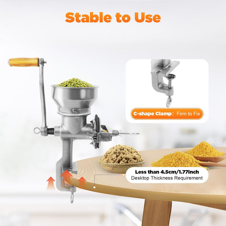 Getreidemühle, Gusseisen-Handmühle Mit Tischklemme Für Mais Und Hobbyköche | Handgetreidemühle Mit 0