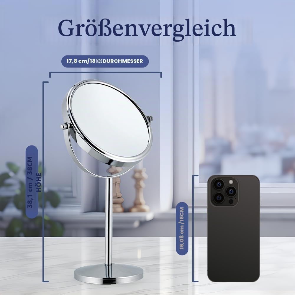 Mirrorvana Spiegel mit 10-facher Vergrösserung, runder Spiegel für Badezimmer, Tischspiegel für Make