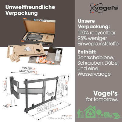 Vogel's Elite TVM 5845 Ultradünne Schwenkbare Premium TV-Wandhalterung für 55-100 Zoll Fernseher | B