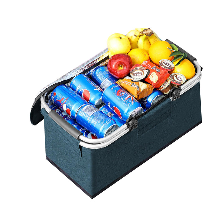 JXCTNNU Picknickkorb 25L Einkaufskorb Faltbar Gross Picknickkorb Kühlkorb Einkaufskorb mit Deckel Tr