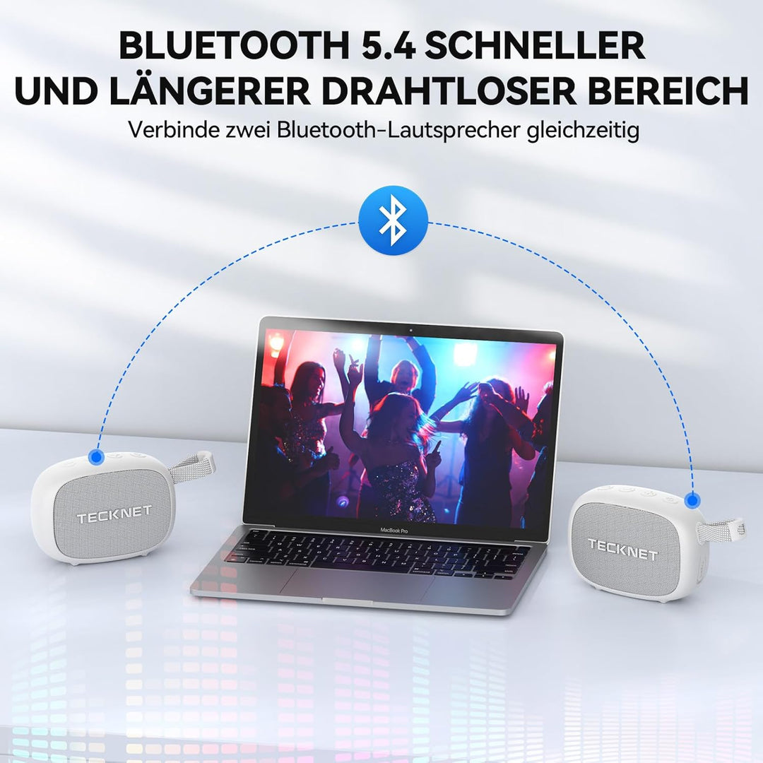 TECKNET Tragbare Bluetooth Lautsprecher, Mini Lautsprecher Bluetooth Musikbox IP67 Wasser- und staub