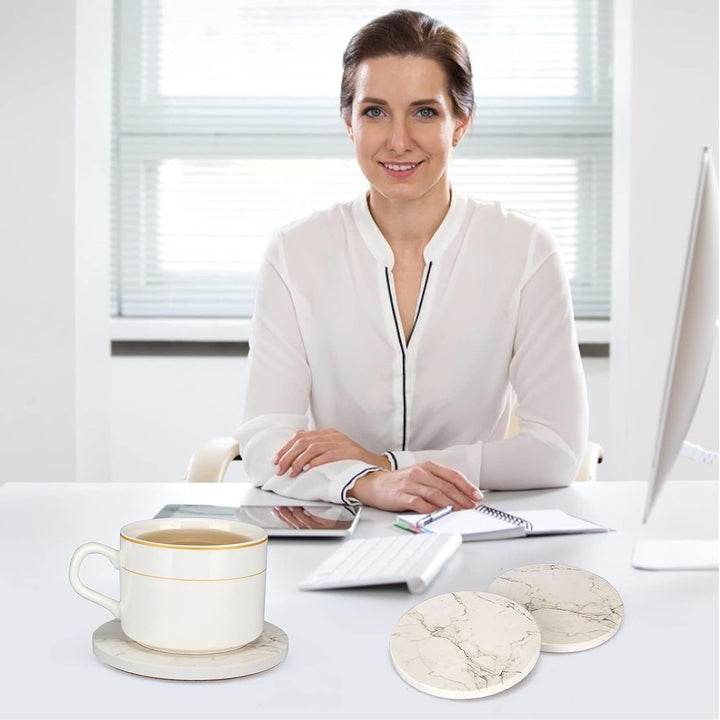 6 Stück Marmor Untersetzer Gläser mit Halter Keramik Getränkeuntersetzer Glas Untersetzer-Set Tischu