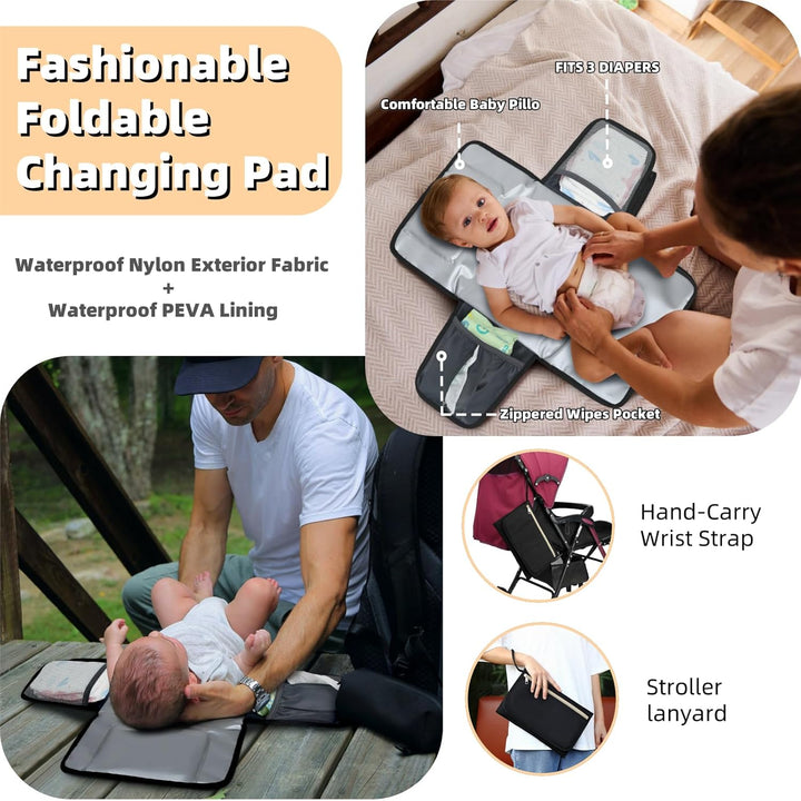 Wickelrucksack Gross - Baby Wickeltasche Rucksack Wasserdicht & Leicht mit Wickelunterlage, Schnulle