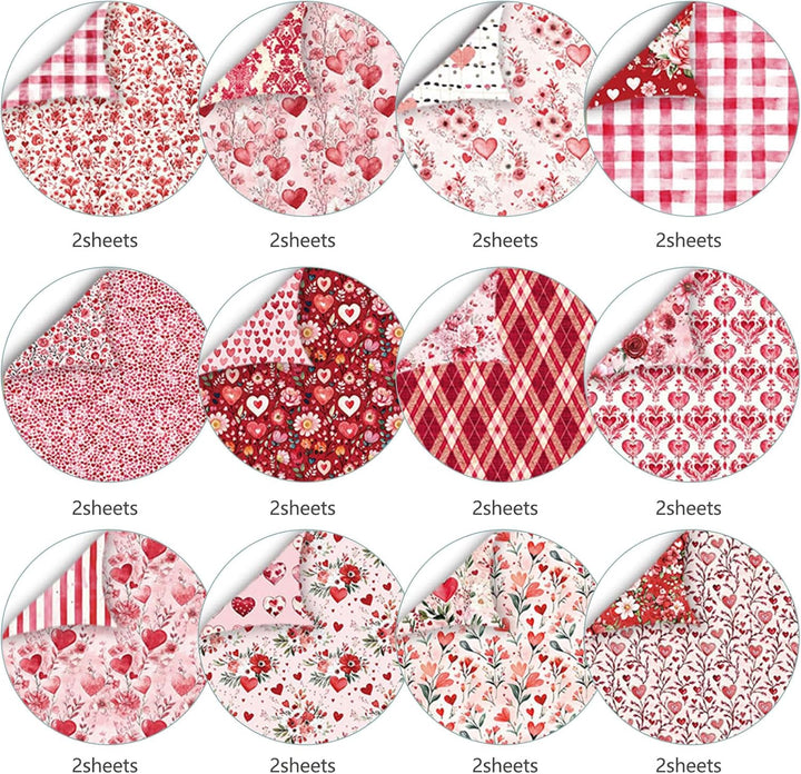 Scrapbook Papier 24 Blatt, 30,5 x 30,5 cm, Doppelseitiges Muster Papier, Elegant Blumenmuster Dekorp