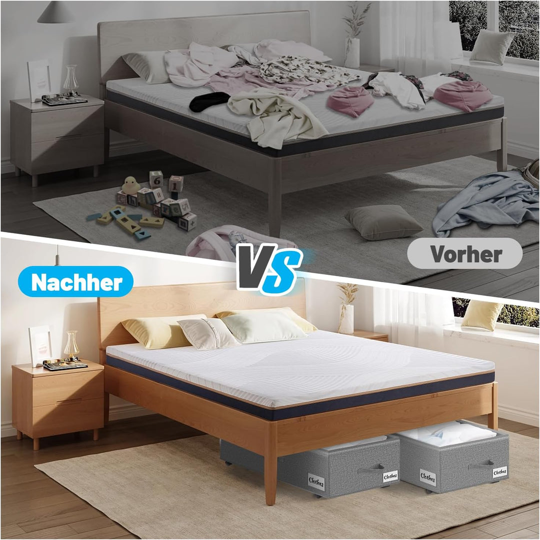 Unterbettkommode mit Rollen 360°Drehung, 2 Stück XXL 60L Unterbett Aufbewahrungsbox mit Transparente
