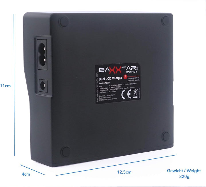 Baxxtar PRO - LCD Dual Ladegerät - kompatibel mit Allen Akkus Sony NP-F NP-F550 NP-F570 NP-F750 NP-F