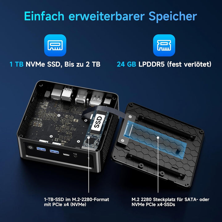 BMAX Mini PC B9 Power, Intel Core i9 12900HK (bis zu 5,0 GHz) Mini Computer mit 32 GB DDR4 RAM, 1 TB