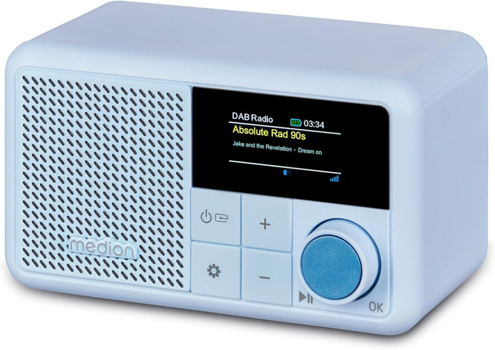 MEDION S66822 Tragbares Mini DAB+ Radio mit Bluetooth (Akku, dimmbares Farbdisplay, Teleskopantenne,