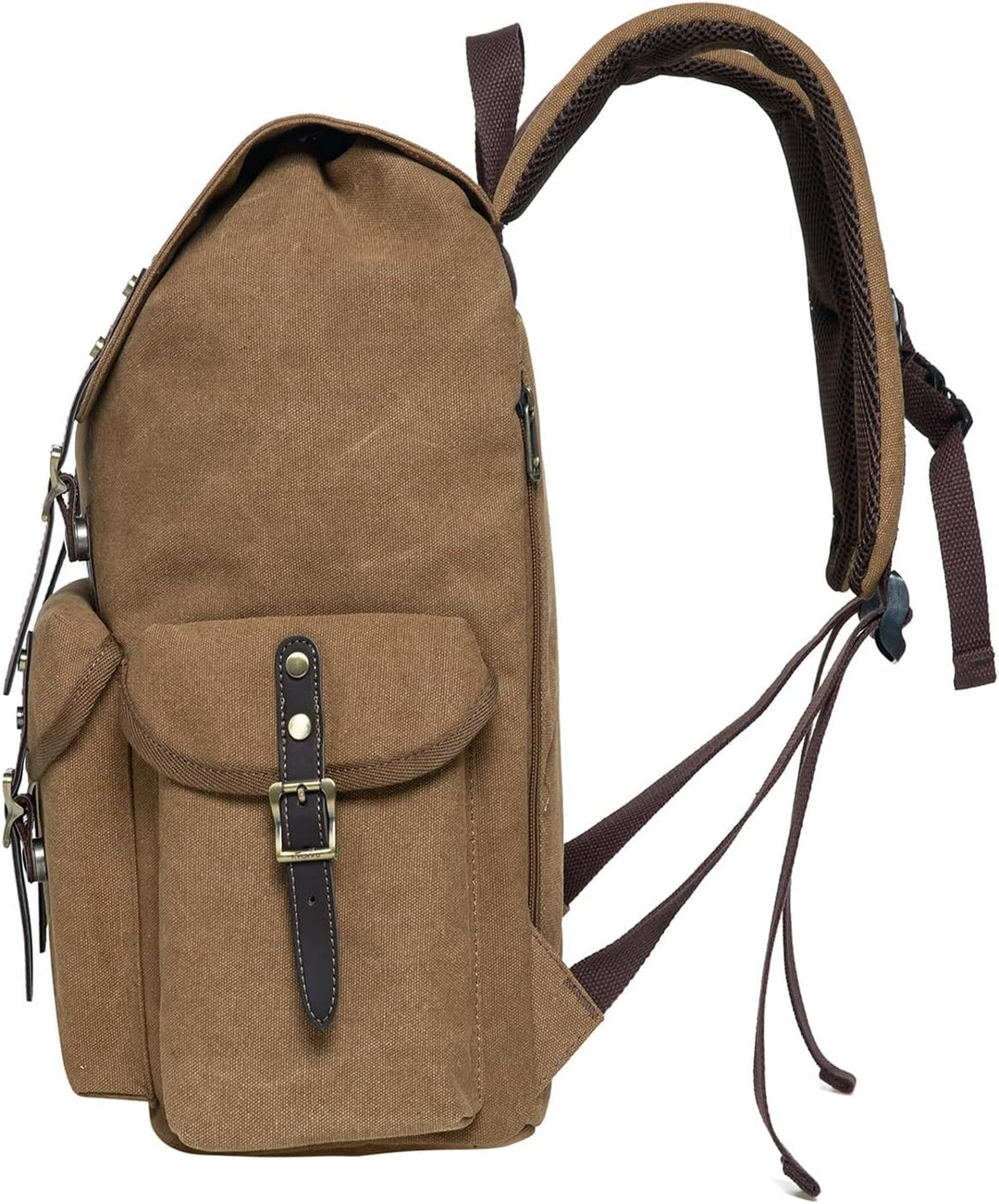 KAUKKO Canvas Retro Rucksack Damen Herren, Vintage Jagdrucksack Wanderrucksack mit 14 Zoll Laptopfac