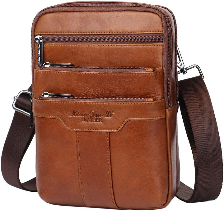 Umhängetasche aus Leder Schulter Crossbody Reisetasche für Herren Frauen 