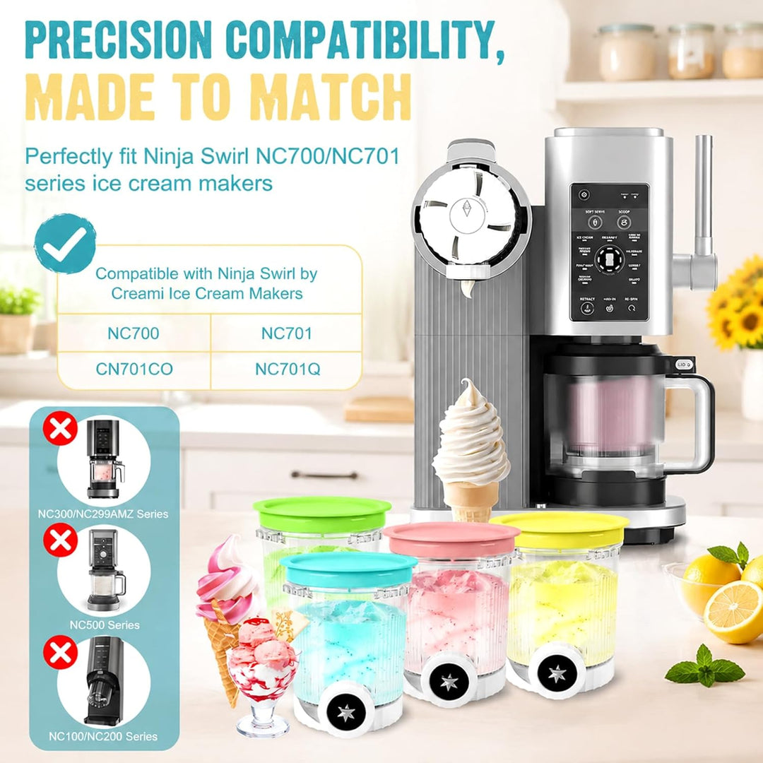 Behälte für Cream Ninja Eismaschine - 4 set 480ML Ninja Creami Behälter - Ninj-a creami Swirl Behält