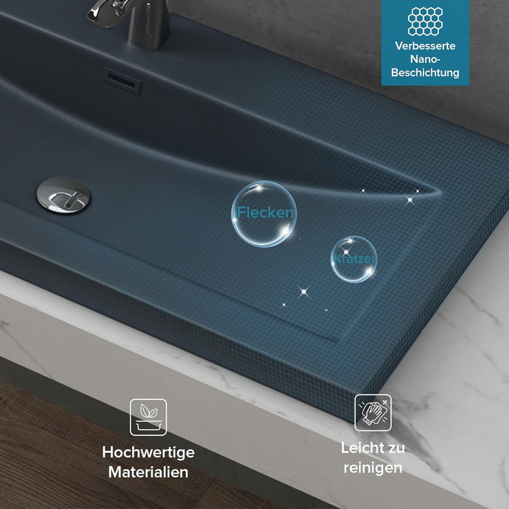 Design Waschbecken Colossum01, Matt Anthrazit aus Gussmarmor, Waschtisch, Waschplatz, Einbauwaschbec