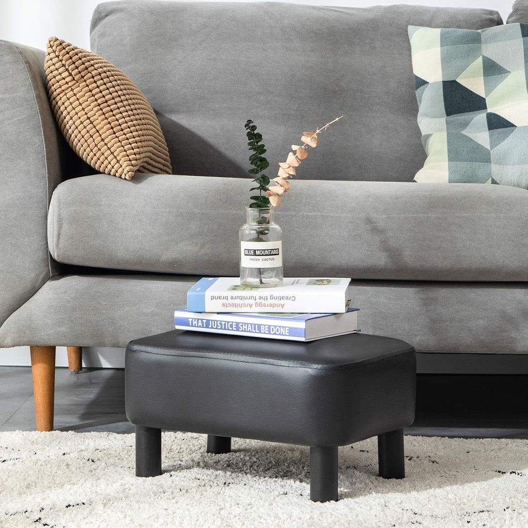 YMYNY Rechteckiger Fusshocker Sitzbank, 42 x 29 x 23 cm, Gepolsterter Hocker aus PU-Leder, mit Holzb