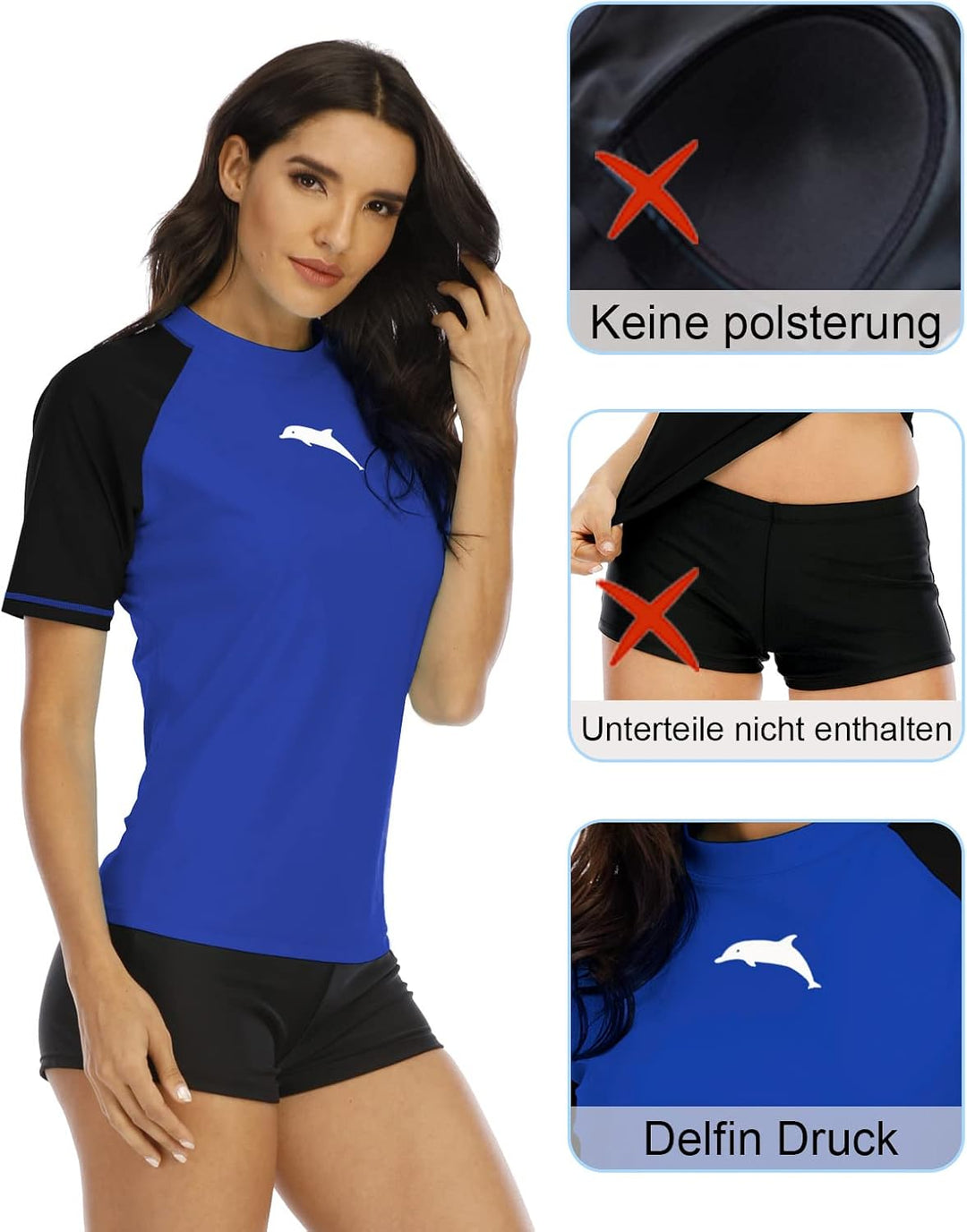 Halcurt UV Shirt Damen Kurzarm Rash Guard UPF 50+ Schwimmshirt Schnell Trocknender Badeshirt S-XXL X