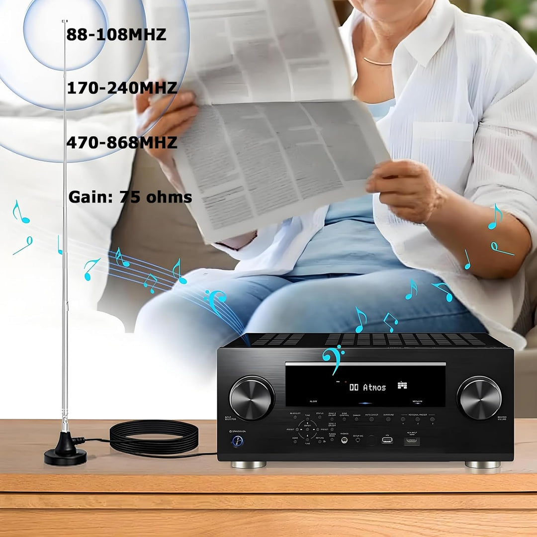 Dab Antenne, Fm Dipolantenne, Radio Antenne Mit 3m Verlängerungskabel, Digitale Teleskopantenne Für