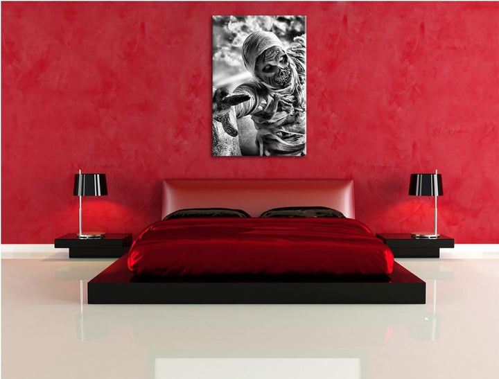Pixxprint Mumie greift an als Leinwandbild/Grösse: 100x70 cm/Wandbild/Kunstdruck/fertig bespannt, 10