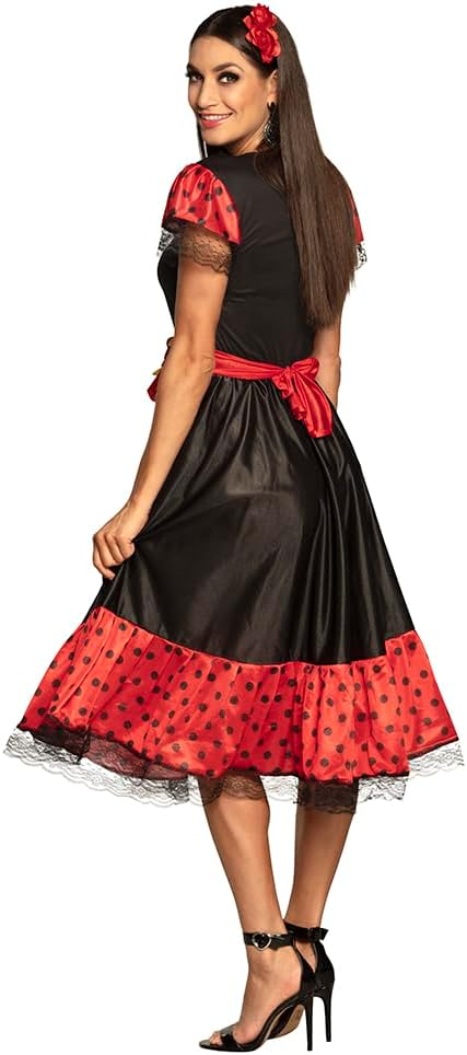 Boland - Erwachsenen-Kostüm Flamenco-Tänzerin, Kleid, Gürtel und Haarschmuck, Spanierin, Set, Karnev