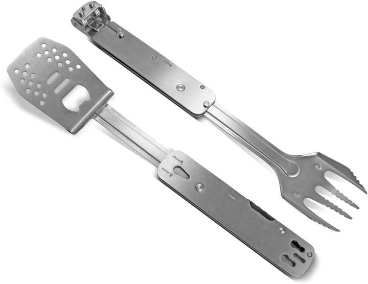 STAHLWERK BBQ Multitool 4 in 1 Grillbesteck mit Grillzange, Grillgabel, Grillwender und Flaschenöffn