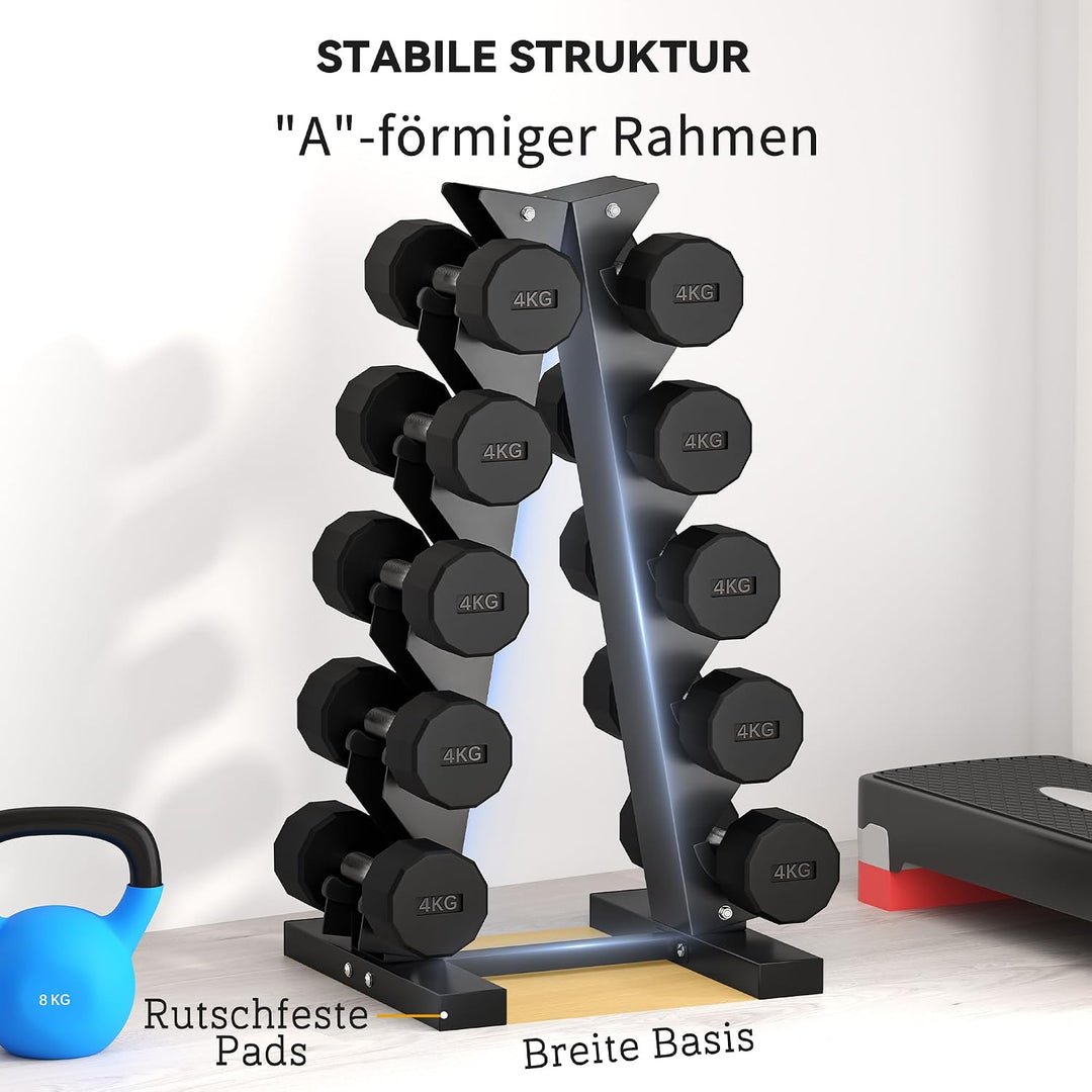 SPORTNOW Hantelständer Hantelablage für 10 Kurzhanteln 5 Ebenen 100 kg | Kurzhantelablage, Hantelbau