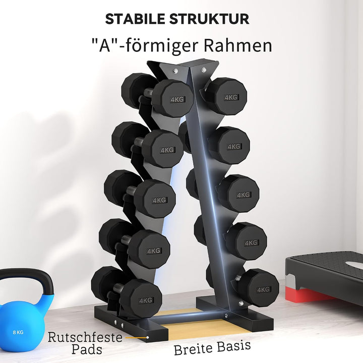 SPORTNOW Hantelständer Hantelablage für 10 Kurzhanteln 5 Ebenen 100 kg | Kurzhantelablage, Hantelbau