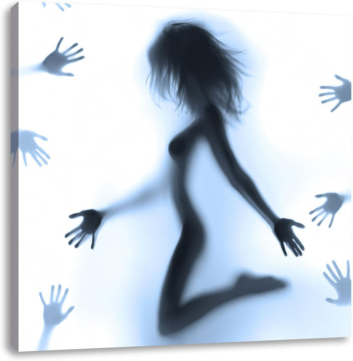 Pixxprint Schatten Einer Frau als Leinwandbild/Grösse: 70x70 cm/Wandbild/Kunstdruck/fertig bespannt,
