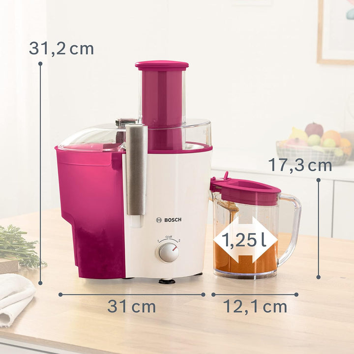 Bosch Entsafter VitaJuice 2 MES25C0, elektrische Saftpresse für Obst und Gemüse, grosser Einfüllscha