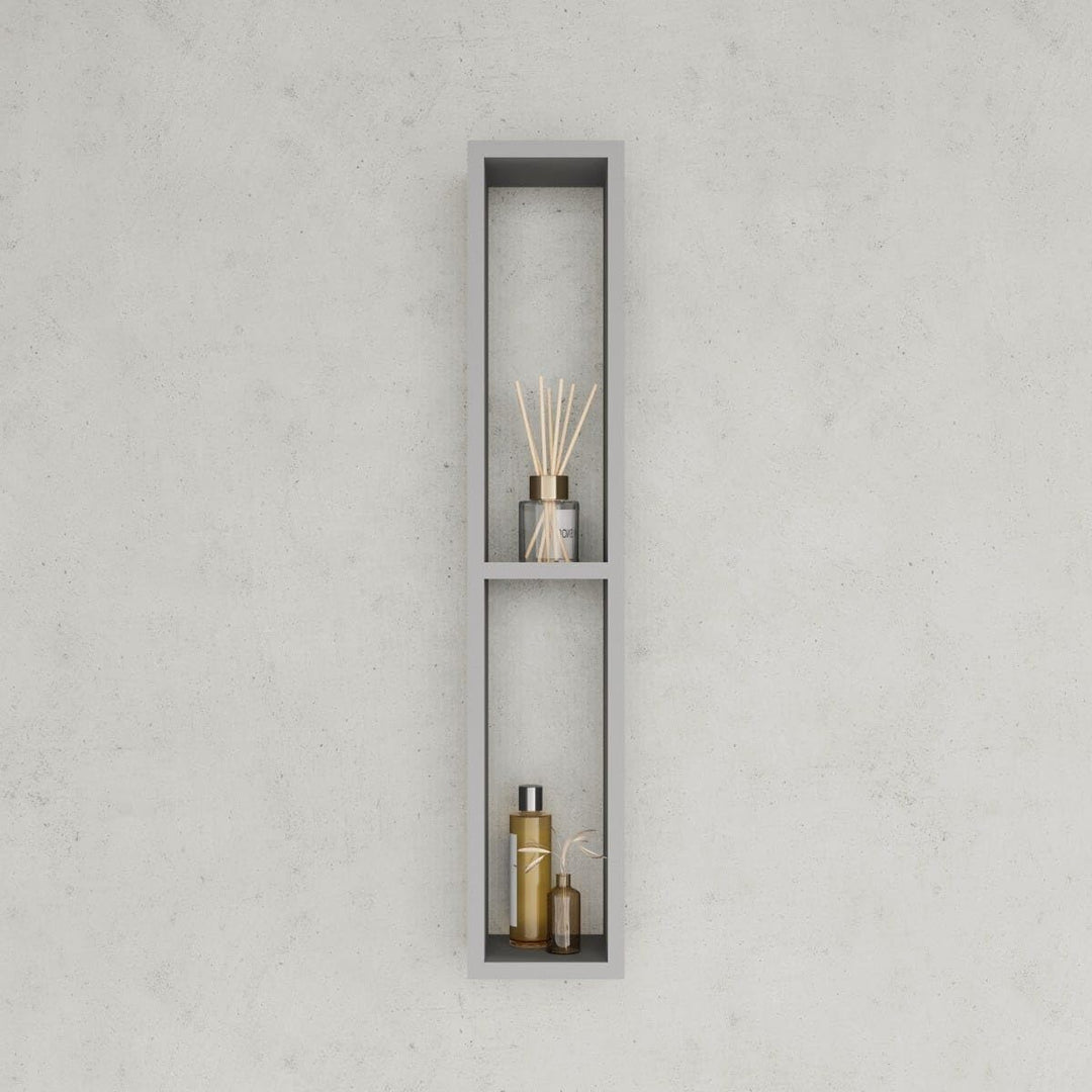 KIAMAMI VALENTINA Bad-HÄNGESCHRANK H80 cm MIT Zwei OFFENEN FÄCHERN GRAU