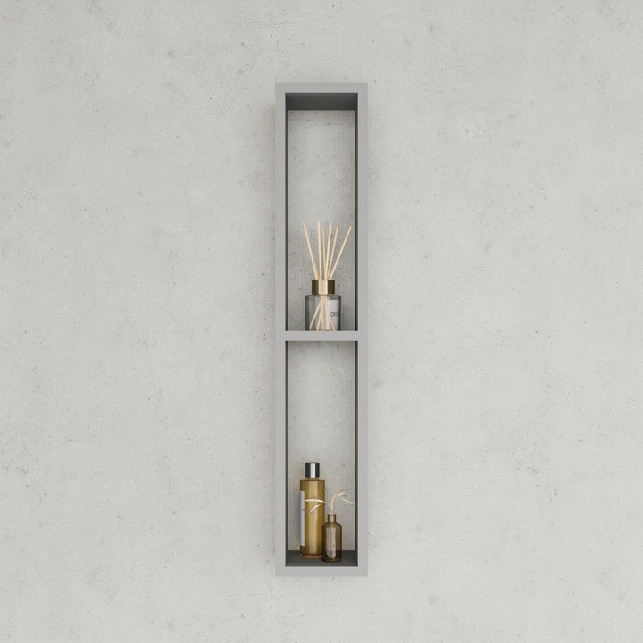 KIAMAMI VALENTINA Bad-HÄNGESCHRANK H80 cm MIT Zwei OFFENEN FÄCHERN GRAU