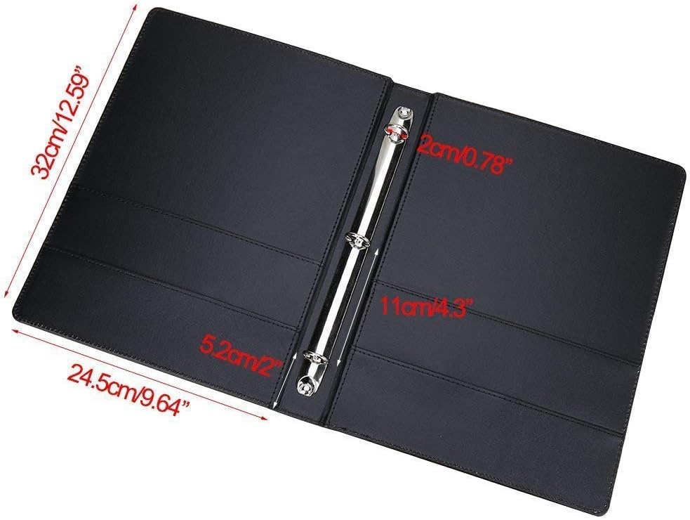 KINGFOM A4 Kunstleder Padfolio Ringbuch Business Datei Ordner Dokumentenhalter mit Kartenhalter (3 R