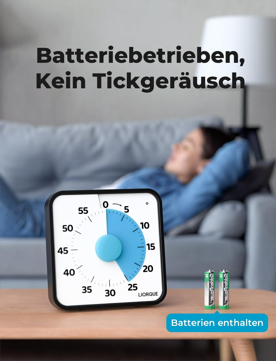 LIORQUE 19cm Visueller Timer 60 Minuten Countdown Timer XL Dunkelblau, XL Dunkelblau