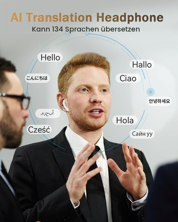 MONODEAL übersetzungskopfhörer, KI-Übersetzungskopfhörer, Open Ear Kopfhörer Bluetooth 5.3, Echtzeit