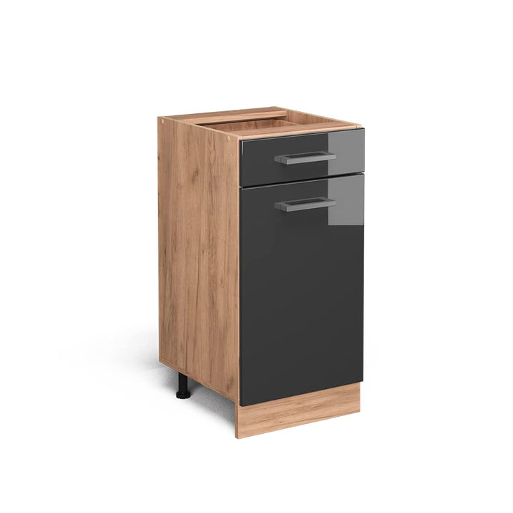 Vicco Küchenunterschrank R-Line, Anthrazit Hochglanz/Goldkraft Eiche, 40 cm ohne Arbeitsplatte Anthr