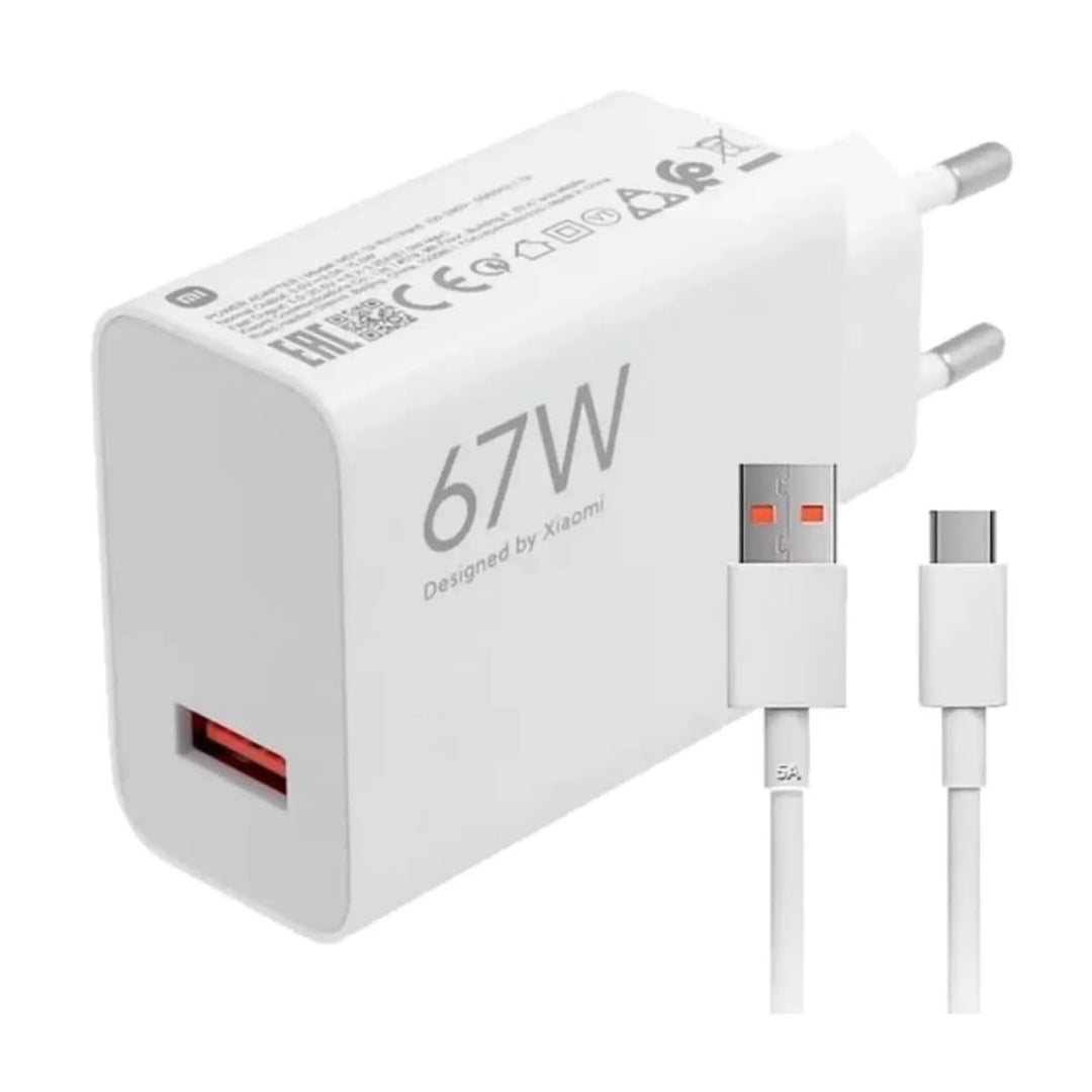 Xiaomi Mi Travel Charger Combo Set with USB-A to Type-C Charing Cable 1m, 67W White EU MDY-12-EJ