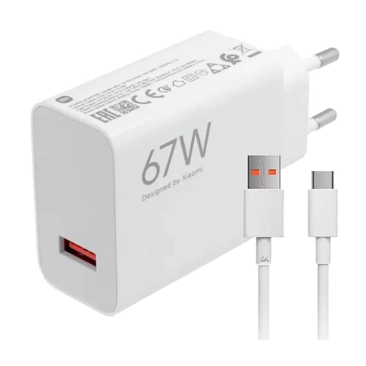 Xiaomi Mi Travel Charger Combo Set with USB-A to Type-C Charing Cable 1m, 67W White EU MDY-12-EJ