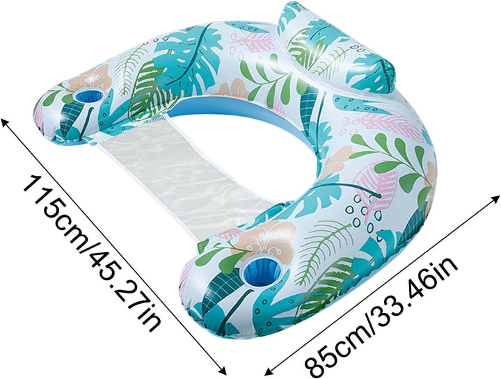 Aufblasbarer Pool Schwimmstuhl, Mit 2Getränkehalter, Aufblasbarer Pool Sofa, Pool Stuhl, Aufblasbare
